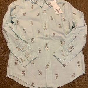 Janie & Jack Button Down Rabbit Print Easter Bunny Wonderland New size 4 years